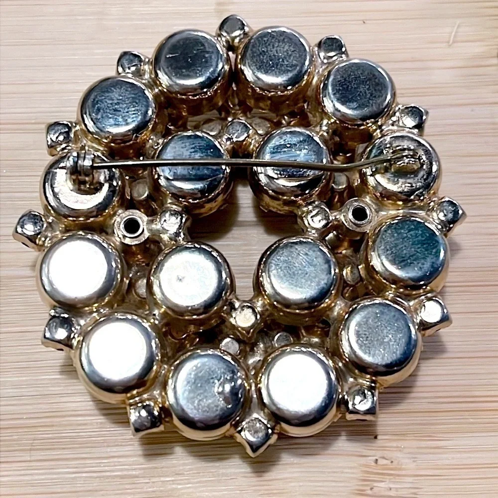 Set of 2 Antique Vintage Brooches Large Decorative Rhinestone Pins Blazer Jacket